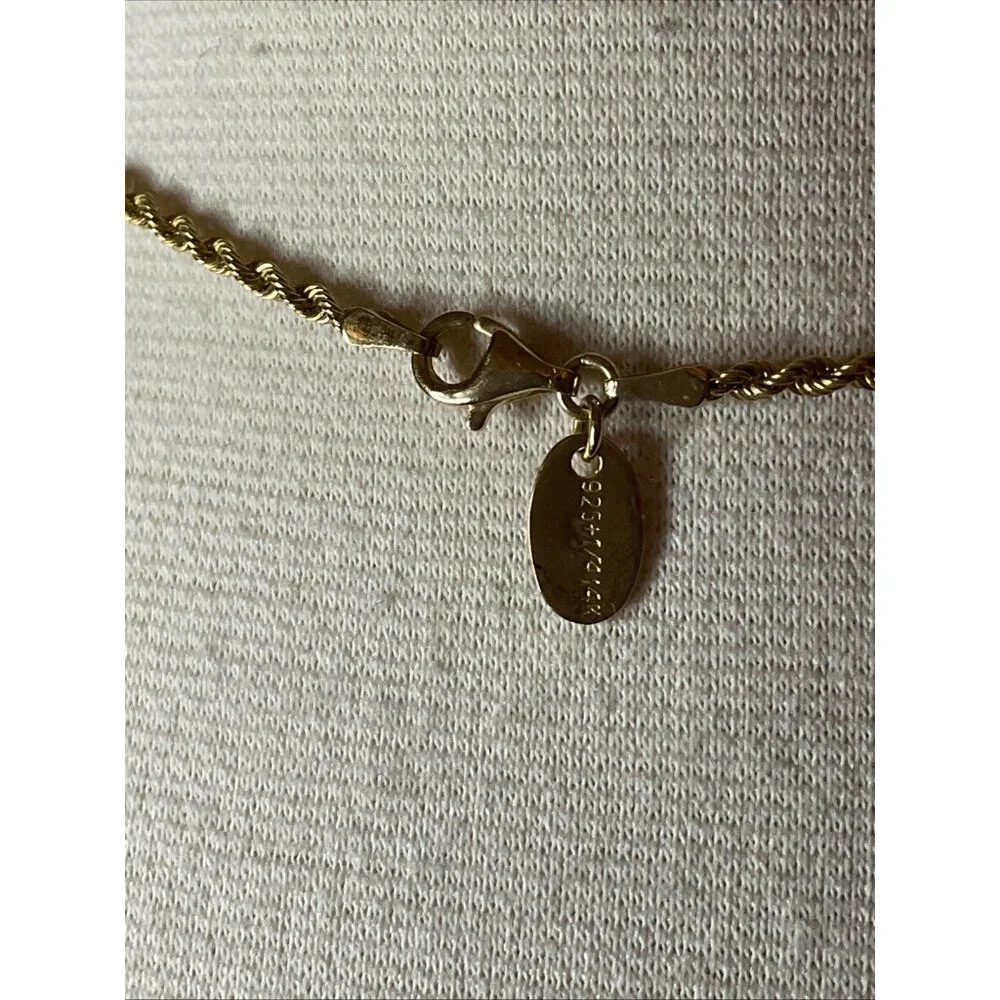 Sterling Silver 1/4‎ 14K Gold Tassel Necklace